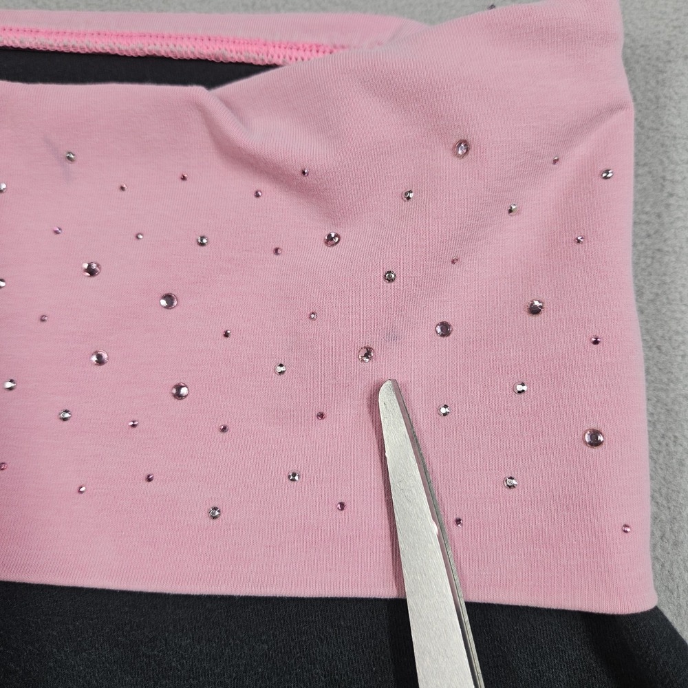 Y2K Victoria's Secret Pink Fold Over Yoga Pants Medium Bling Flare Sequin - Picture 12 of 16